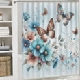 thumbnail image 6 of Pratyus Flowers Butterflies Printed Shower Curtain Set with Hooks, Chic Modern Bathroom Decor, 100% Polyester Fiber, Various Sizes 69x72, 6 of 7