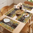 thumbnail image 5 of Sunflower Placemats Set of 4 Yellow Summer Botanical Flowers Wooden Place Mats Indoor Wipeable Table Mats Washable Cloth Dining Table Placemats for Kitchen Holiday Party Home Decor 13x19 Inch, 5 of 9