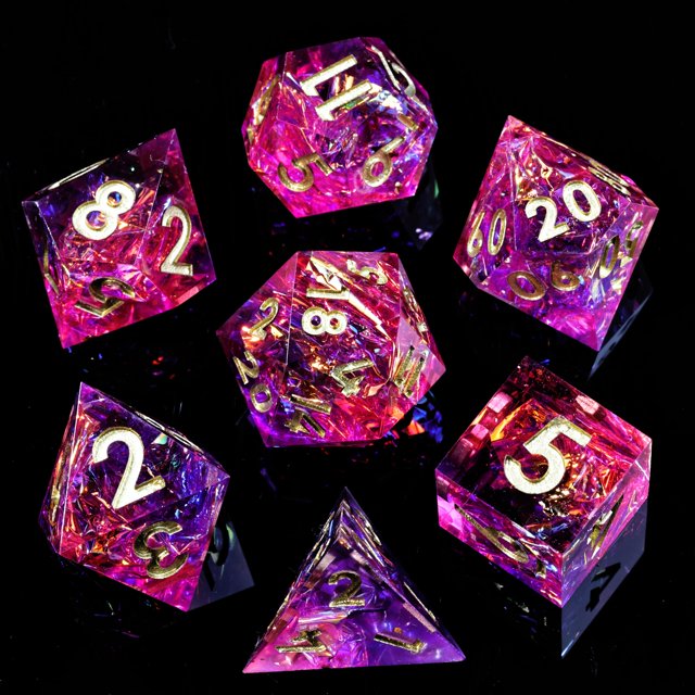 Mini Planet Rpg 7 Uds Dnd Sharp Edge Mtg juego de dados poliédricos de mazmorras y dragones hechos a mano de resina con revestimiento de brillo