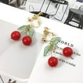 Kiplyki Wholesale Sweet Fashion Fruit Cherry Earrings Female Earrings