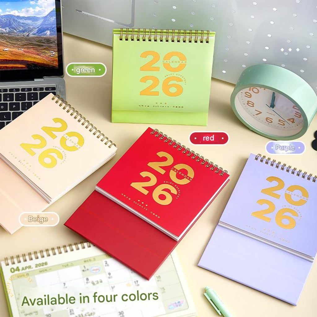 2026 Mini Wire Binding Calendar Standing Flip Small Desktop Calendar Memo Decors