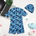 thumbnail image 4 of Gubotare Swimsuit Girls Toddler Girls Long Sleeve Rash Guard One Piece Swimsuit Kids 1T 2T (Blue,1-2 Years), 4 of 7