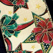 The Ribbon People Shimmering Ivory Stars and Bows Wired Craft Ribbon 2.5" x 20 Yards