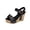 Black, variant on Brown Womens Fashion Casual Comfortable Plus Size Solid Color Peep Toe Open Toe Strap Wedge Sandals Size 37 Eu 37 Uk 4 Us 6 Foot Length 23.5Cm 9.25In