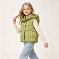 thumbnail image 6 of LOINRODI Girls Puffer Vest, Sleeveless Snap Button Quilted Hooded Warm Padded Outerwear for Cold Weather Green Size 7-8, 6 of 9