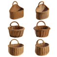 thumbnail image 3 of Hanging Woven Basket Wall Hanging Storage Basket Farmhouse Rattan Flower Bin Kitchen Wall Mount Organizer for Ginger Garlic Rustic Handle Basket Container, 3 of 3