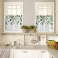 thumbnail image 4 of Spring Summer Curtain Valance and Tier Curtain Set 3PCS Rod Pocket Watercolor Farmhouse Eucalyptus Leaves Green Valances for Windows Kitchen Cafe Valance Curtains 24 Inch Length Tier & Valance Set, 4 of 6