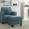 thumbnail image 4 of CorLiving Georgia Linen-Like Fabric Upholstered Indoor Living Room Furniture Set with Armchair and Ottoman, Blue, 4 of 6