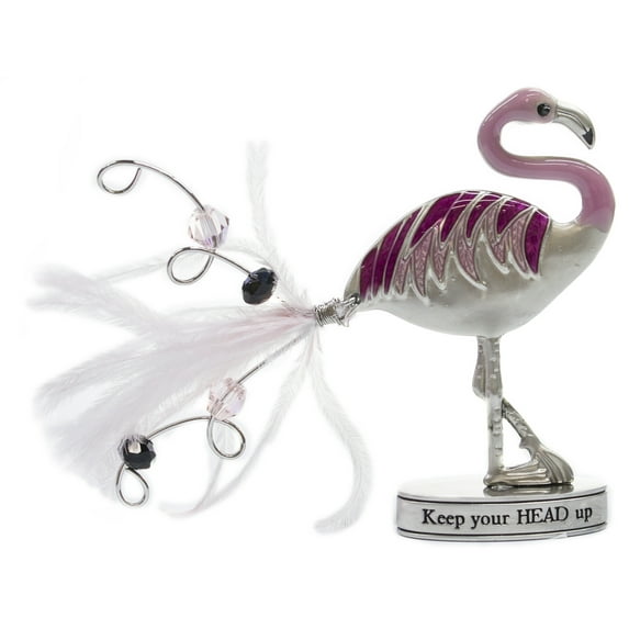 Zinc Flamingle Flamingo Inspirational Standing Figurine - Keep Your Head Up