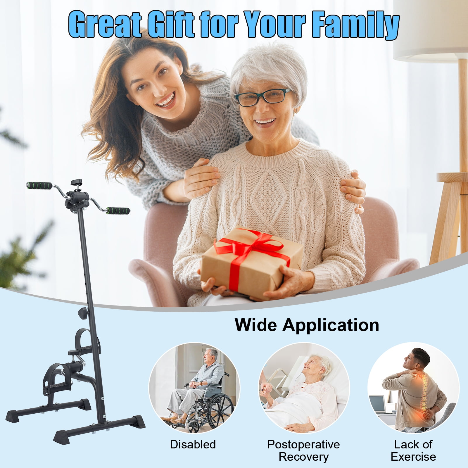 Plenkra Pedal Exerciser Bike, Hand Arm Leg Knee Peddler with Monitor, Adjustable Fitness Recovery Equipment for Seniors, Elderly Physical Therapy Exercise Bike for Total Body 264lbs