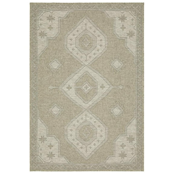 Oriental Weavers Tortuga Indoor/Outdoor Rug - TR08A - 5'3" x 7'3" - in Beige/ Black - Vintage Inspired, Water, Stain and Fade Resistant, Hose Clean, Patio, Outdoor Living Area Rug