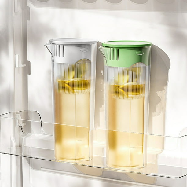 Jarra de Bebidas Frías de 2 L con Tapa | Dispensador de Bebidas de Plástico para Té Helado, Limonada y Agua con Infusión | para Cocina y Fiestas