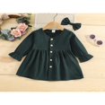 thumbnail image 2 of Tenues d'Automne 2 Pcs pour Filles Tout-Petits Robe Mignonne à Manches Longues Col en V avec Nœud pour Cheveux, 2 of 7