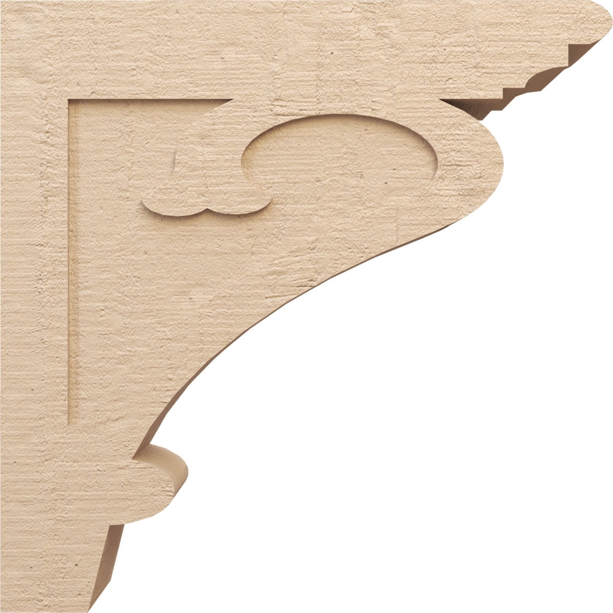 9"W x 36"D x 36"H Thin Mayflower Rough Cedar Woodgrain TimberThane Corbel, Primed Tan