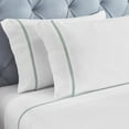 thumbnail image 4 of Superior Riverton Embroidered Cotton Bed Sheet Set, California King, White/Light Teal, 4 of 12
