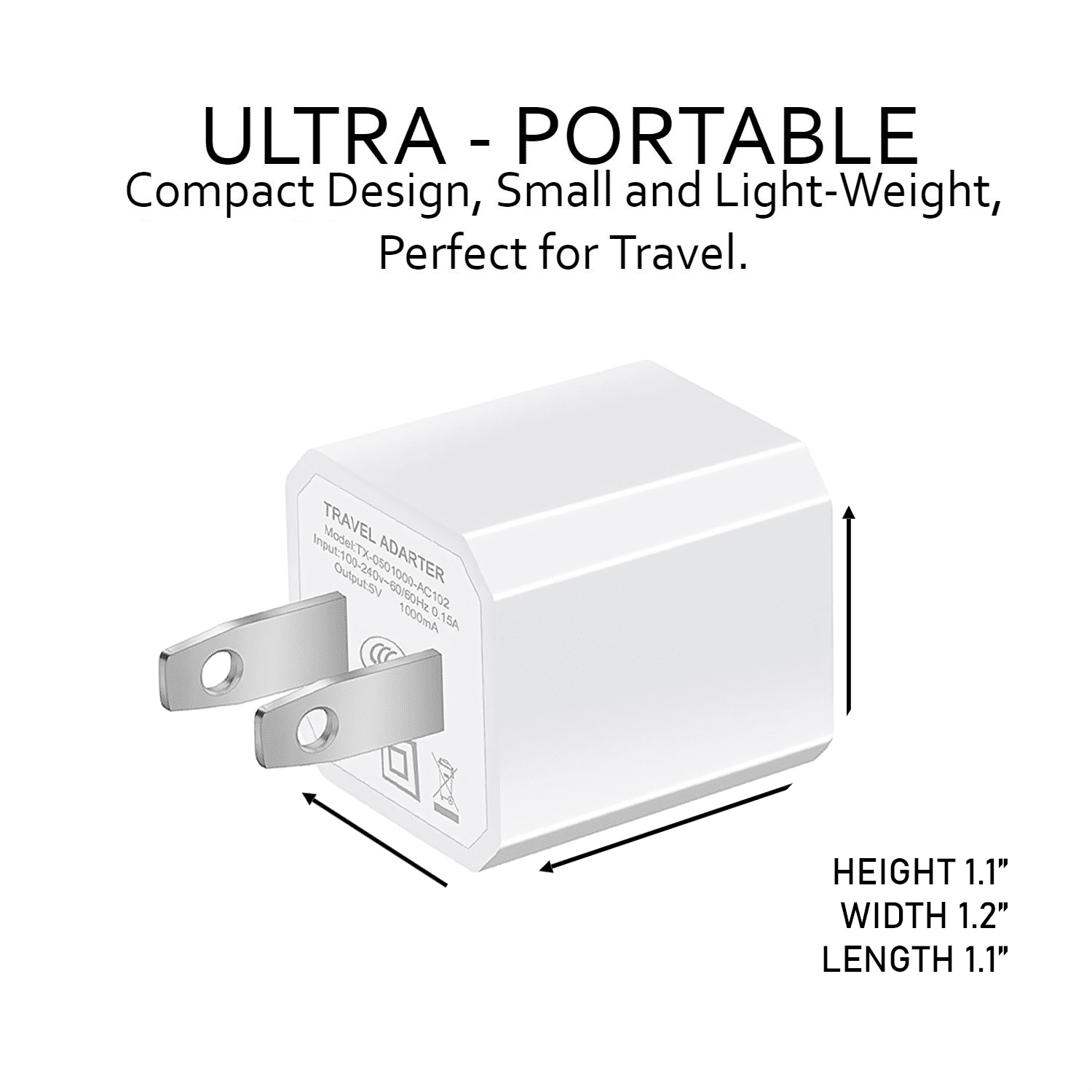 [2-Pack] USB Charger Cubes, Wall Charger Plug, 1A Single Port USB Adapter Power Supply Plug Charging Station Box Base Replacement for iPhone 11 Pro Max/X/8/7/6, iPad, Samsung Phones, White