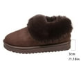 thumbnail image 3 of XUNKUSGA Slippers for Women Warm Fuzzy Collar Slip On Mini Boots Soft Lightweight Suede Leather Boots for Women Comfy Non-Slip Outdoor Indoor House Shoes 36-43 Brown, 3 of 8