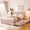Pink, variant on Queen Size Velvet Upholstered Platform Bed with Twin XL Trundle, Space Saving Bed Frame for Sleepovers and Guest Room, Beige