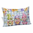 thumbnail image 2 of Spring Floral Gnomes Pillow Covers King, Watercolor Flowers Butterflies Blue Plaid Soft Brushed Microfiber Breathable Throw Pillow Covers, Pillowcase with Zipper for Couch Sofa Bedroom 20"x36", 2 of 9