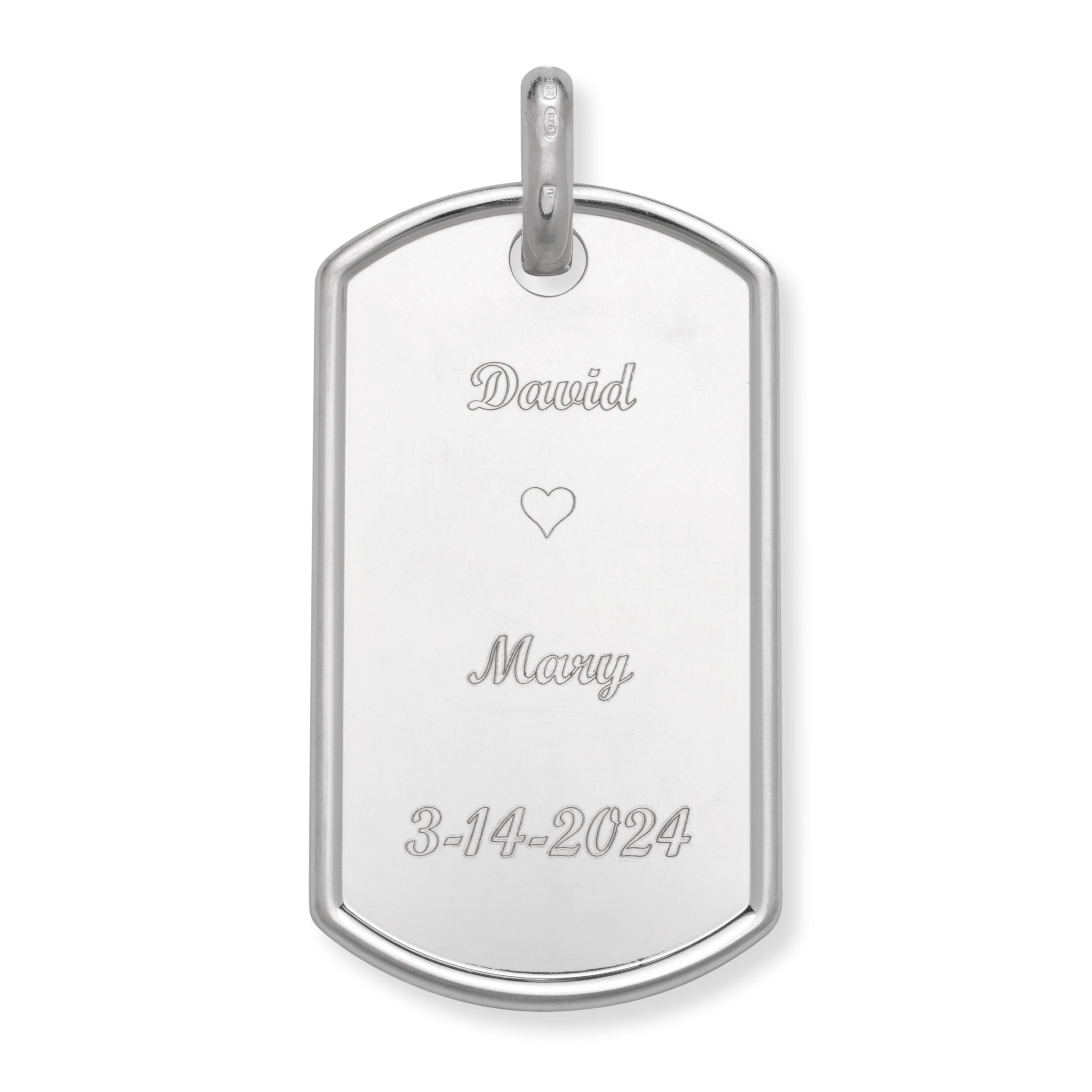 Dog Tag .925 Sterling Silver Customized Pendant Necklace Large size