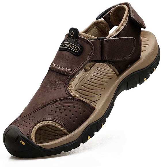 visionreast Sandales de Pêcheur pour Hommes à Bout Fermé en Cuir Sandales de Randonnée en Plein Air de Plage Chaussures Aquatiques Athlétiques