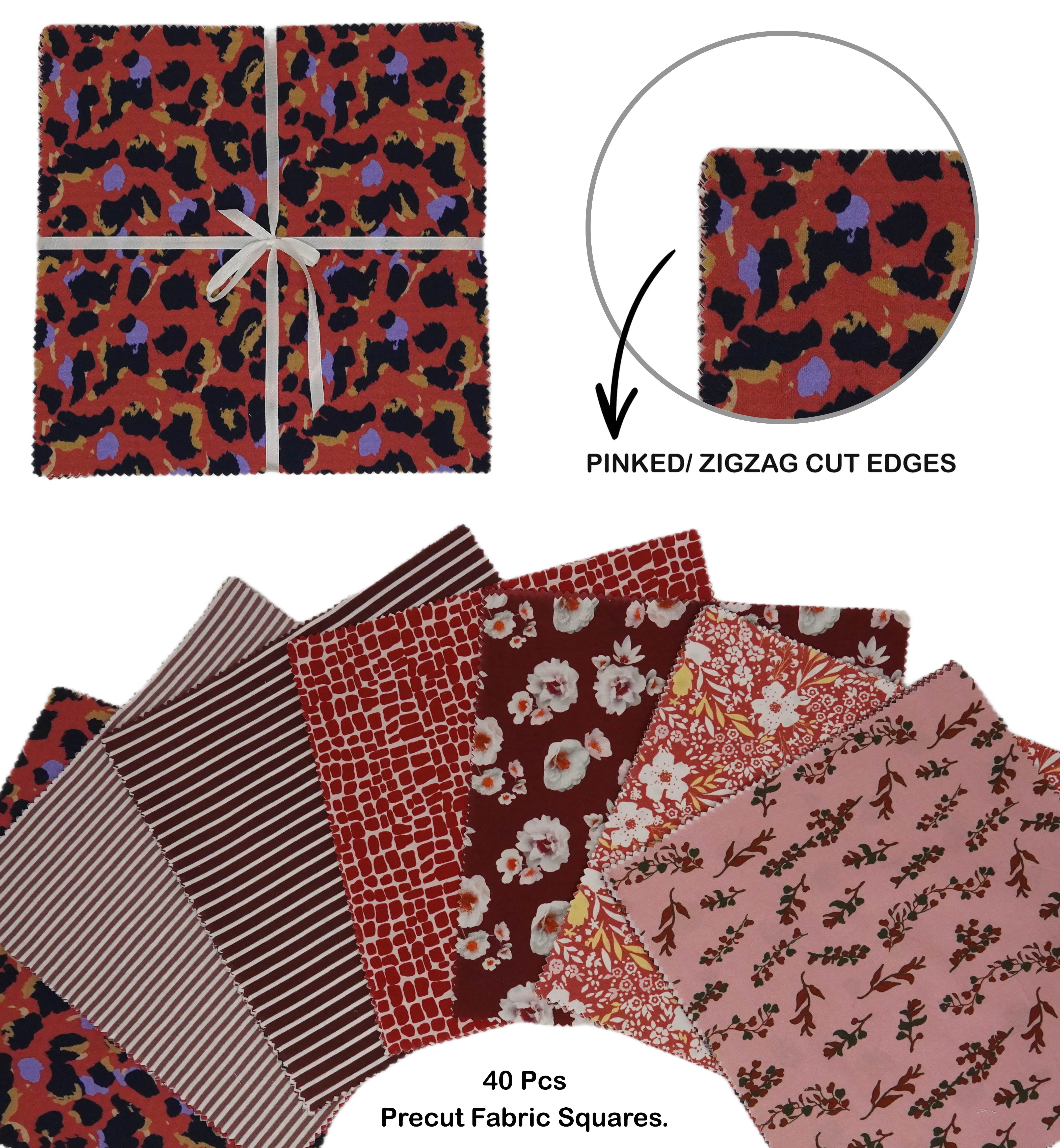 Soimoi Precut 10-inch Florals Prints Cotton Fabric Bundle Quilting Squares Charm Pack DIY Patchwork Sewing Craft
