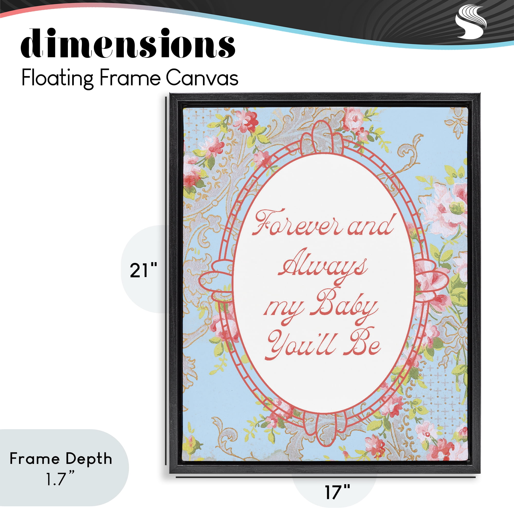 Stupell Industries Forever And Always My Baby Black Framed Floater Canvas Wall Art, design by Lil' Rue