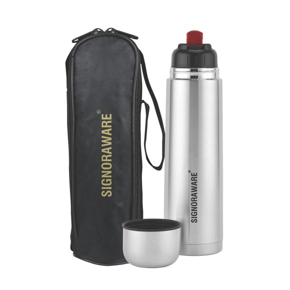 Botella térmica Signoraware Bullet de acero inoxidable con aislamiento al vacío y tapa protectora | Hermética y a prueba de fugas | Mantiene las bebidas frías y calientes durante horas | Perfecta para