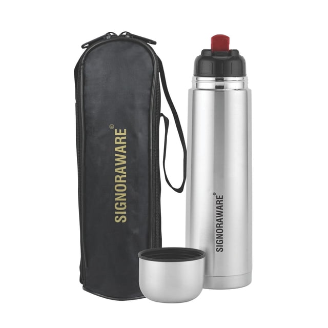 Botella térmica Signoraware Bullet de acero inoxidable con aislamiento al vacío y tapa protectora | Hermética y a prueba de fugas | Mantiene las bebidas frías y calientes durante horas | Perfecta para