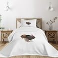 thumbnail image 3 of Ambesonne Turkey Quilted Bedspread Set 2 Pcs, Farm Animal Portrait, Twin Size, Black Brown Coral, 3 of 6