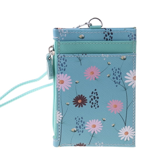 Portable ID Badge Credit Card Holder Leather Pocket for Case Business Wallet with Neck Lanyard
