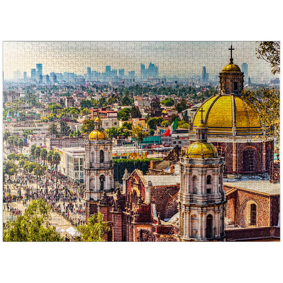 MyPuzzle - Domes Of The Old Basilica And Cityscape Of Mexico City - Premium 1000 Piece Jigsaw Puzzle for Adults