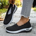 thumbnail image 2 of Women's Woven Orthopedic Breathable Shoes Comfortable Walking Sneakers with Arch Support Walking Slip on Tenis Shoes Black Size 6, 2 of 5