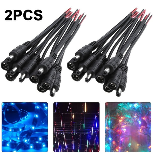 WDOplteas 20 Piezas 5 5x2 1 Macho/hembra Conector Cable para Tira LED (B)