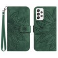 thumbnail image 1 of Mantto for Samsung Galaxy A53 5G 6.5 inch Wallet Case with Wrist Strap,Stylish Sunflower Embossed PU Leather Shockproof Protective Magnetic Flip Stand Card Slots Protective Phone Cover,Green, 1 of 10