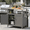 Gray, variant on AwayHome HIPS Outdoor Kitchen Island Grill Cart with Storage Cabinet, Stainless Steel Top, Wheels & Hooks, Black