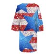 thumbnail image 5 of Summer Savings Clearance! Edvintorg 4Th Of July Womens Dresses Plus Size Women's Clothes Fashion Casual V-Neck Print 3/4 Sleeve Fold Mini Dress Festival Outfits, 5 of 5