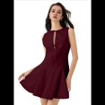 thumbnail image 1 of Vestido Mini Sin Mangas de Corte A para Mujer, de Verano, con Lazo, para Fiesta en Club, con Cremallera Corta Vino Tinto S, 1 of 10