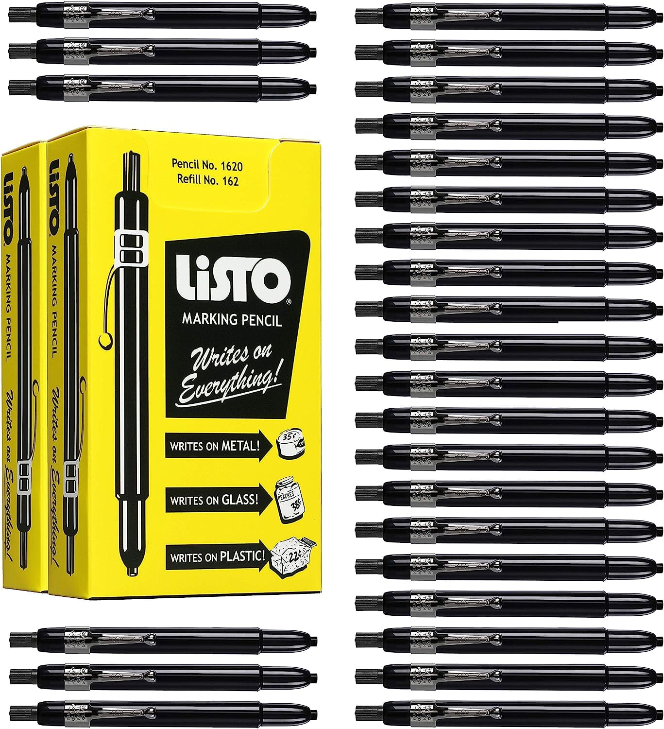 Listo 1620 BLACK COLOR - China Markers/Grease Pencils/China Marking/Pencils/Wax Pencils (24)