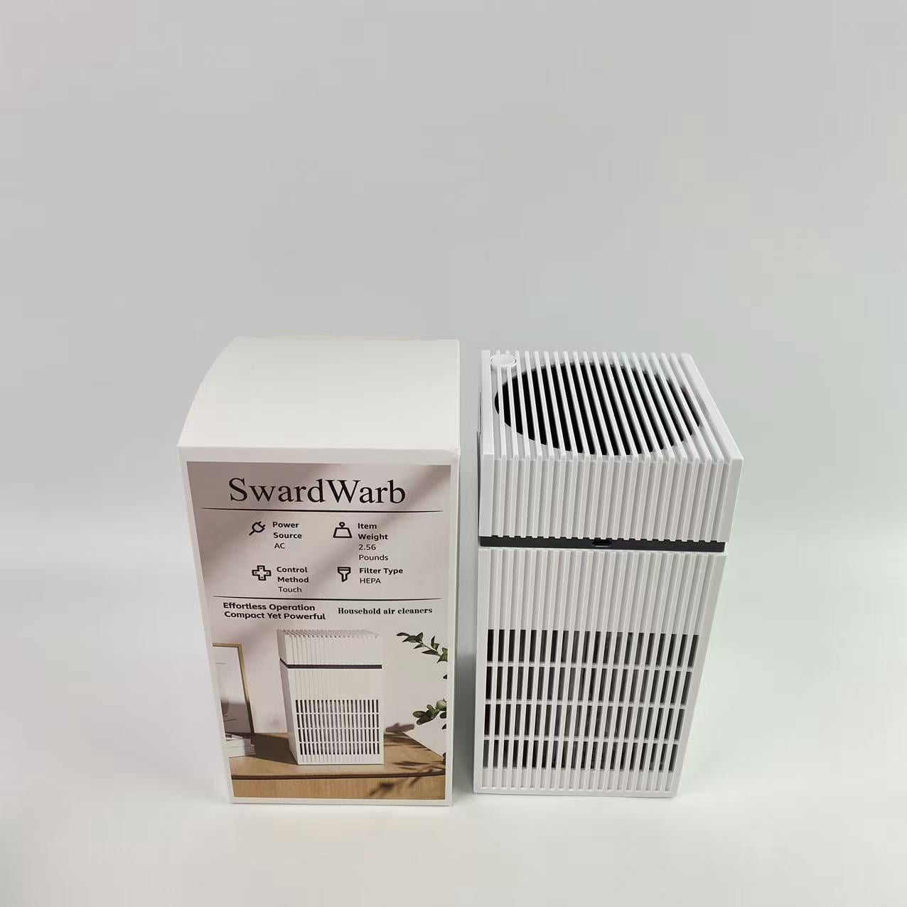 SwardWarb Household air cleaners,Air Purifiers for Home with H13 True HEPA Filter Up to 1076 Ft² for Pet Hair, White