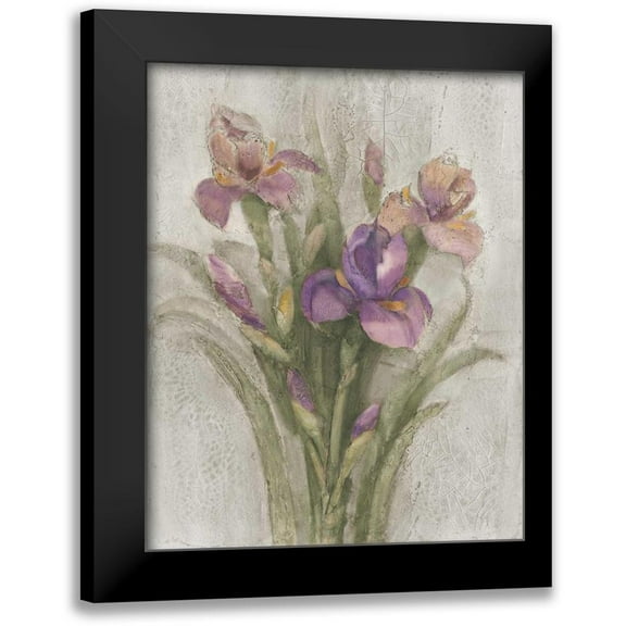 Hristova, Albena 12x14 Black Modern Framed Museum Art Print Titled - Purple Iris Garden on Grey