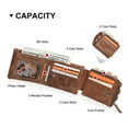thumbnail image 3 of Contact's Men's Trifold Wallet, Genuine Leather Vintage Wallet with Zipper Coin Pocket ,Valentine Gift, Brown, 3 of 11