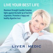 Liver Medic Candida Complex Digestive Enzymes, Enzymes for Digestion and Candida Cleanse, Non-GMO Probiotic with Herbs, Caprylic Acid, and Grape Seed Extract. (60 Vegetarian Caps)
