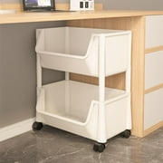 Twfbrm 2/3/4-Tier Kitchen Storage Trolley Plastic Rolling Utility Cart Multi-Functional Storage Trolley for Office, Living Room, Kitchen, Movable Storage Organizer with Wheels