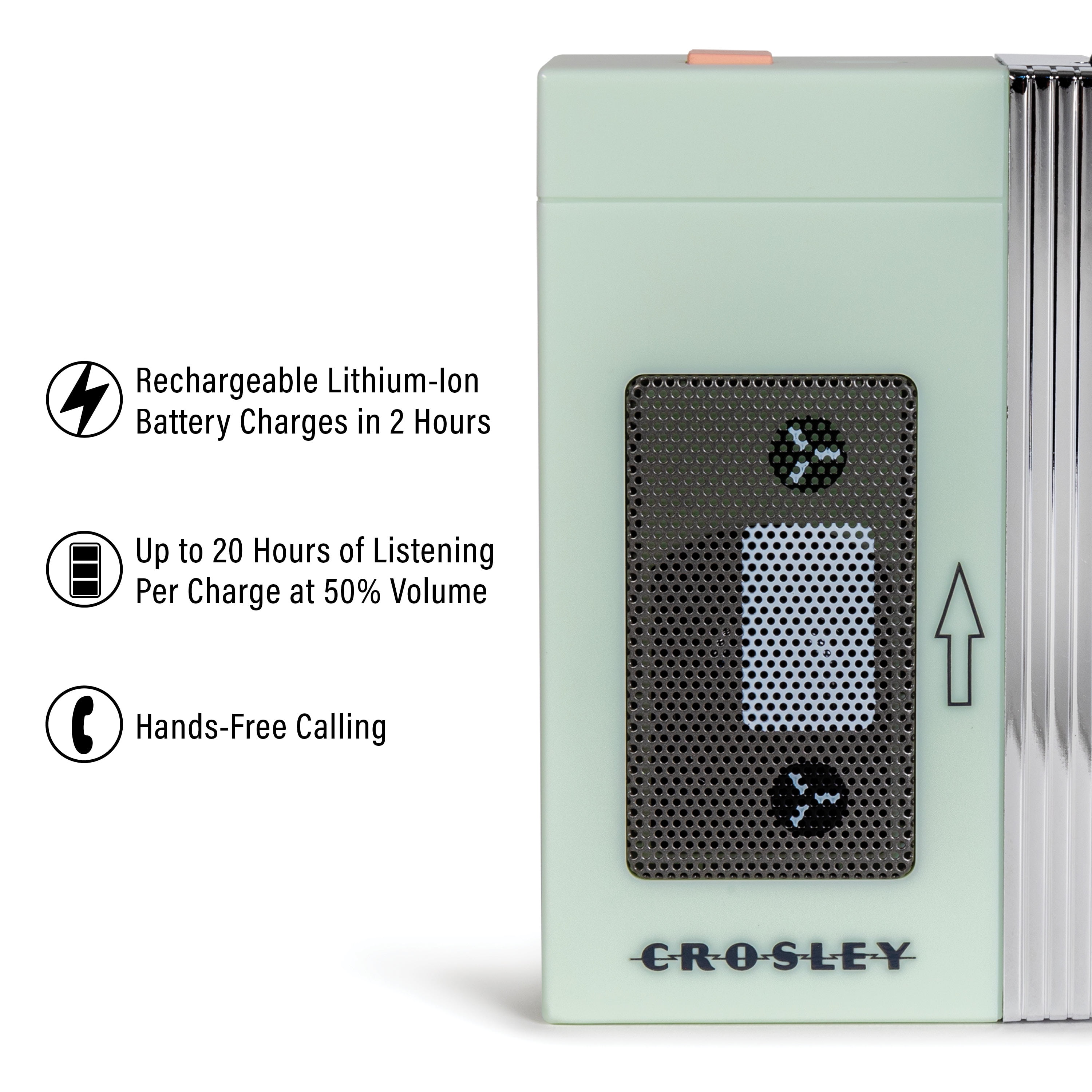 Crosley Mini Retro 80's Portable Bluetooth Speaker, Wireless with Microphone, Vintage