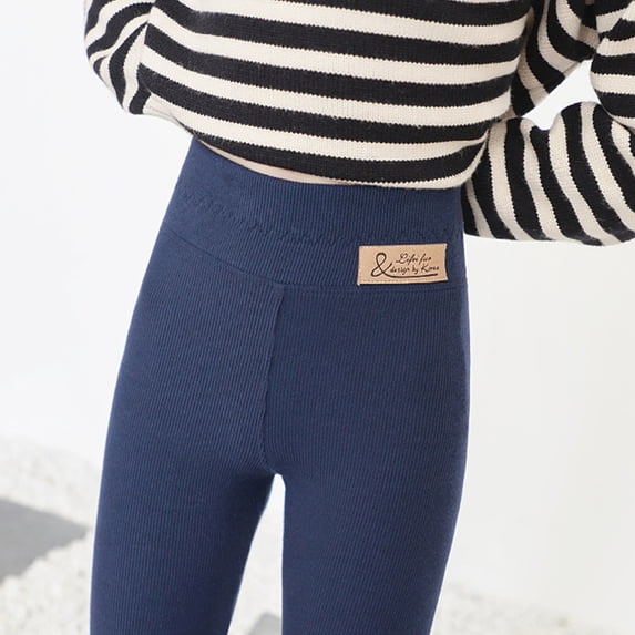 Splozh Toddler Leggings Toddler Kids Baby Girls Cotton Ribbed Warm Ankle Leggings Stretchy Basic Full Length Pants for Winter,Blue,7-8 Years