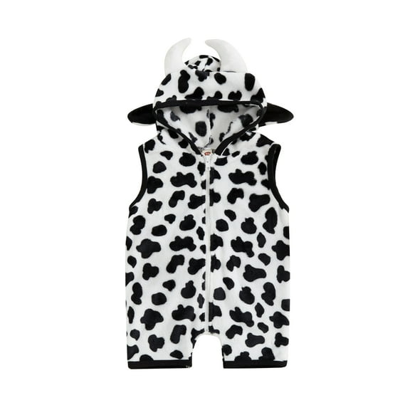 BemeyourBBs Little Girls Cosplay Cow Costume Sleeveless Zip Up Hooded Jumpsuit