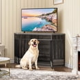 thumbnail image 2 of Dextrus 52 Inch Corner Dog Crate Furniture, Black Corner Heavy Duty Dog Kennel with Mesh Door, Wooden Dog House for Large/Medium/Small Dog, 2 of 10