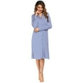 thumbnail image 2 of Baozhu Womens Long Sleeve Button Down Night Shirt Loose V-Neck Nightshirt Sleepwear Pajama Dress Striped and Plaid Knee Length  Nightdress S-2XL, 2 of 4