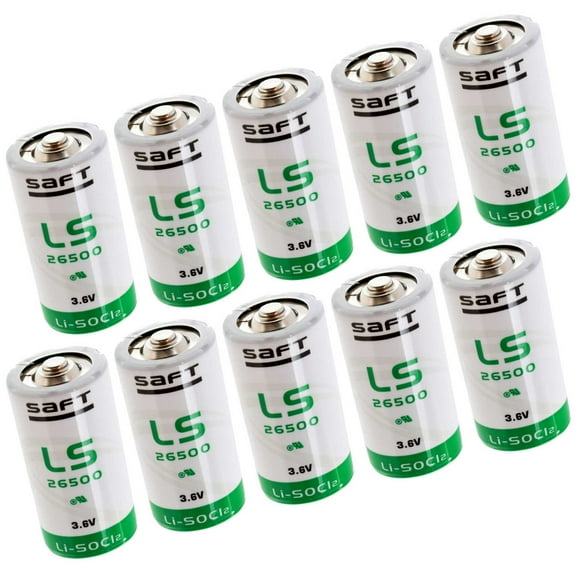 10x SAFT LS26500BA Size C 3.6V 7700mAh Primary Lithium Battery